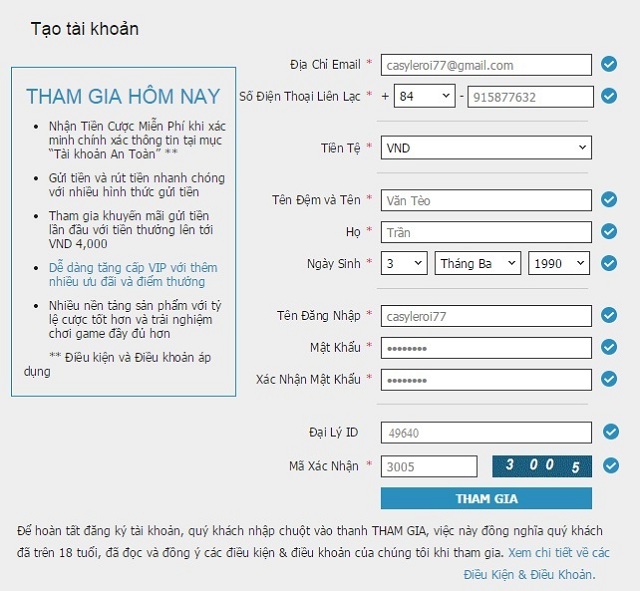 Thông Tin Nhà Cái W88 35 Điền các thông tin theo biểu mẫu của nhà cái W88 yêu cầu